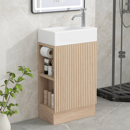 18.6' Bathroom Vanity with Sink, Bathroom Vanity Cabinet with Two-tier Shelf,...