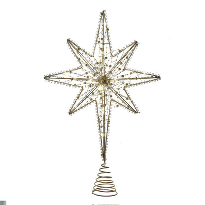 8-Point Gold Metal Star Treetop - 19.7 Inches