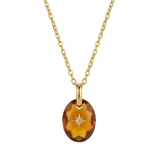 Vintage-style Natural Stone Twelve Zodiac Birthstone Star Pendant Titanium Steel Necklace