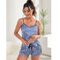 Summer Silk Ice Silk Suspender Pajama Shorts Two-piece Set Thin Homewear Suit