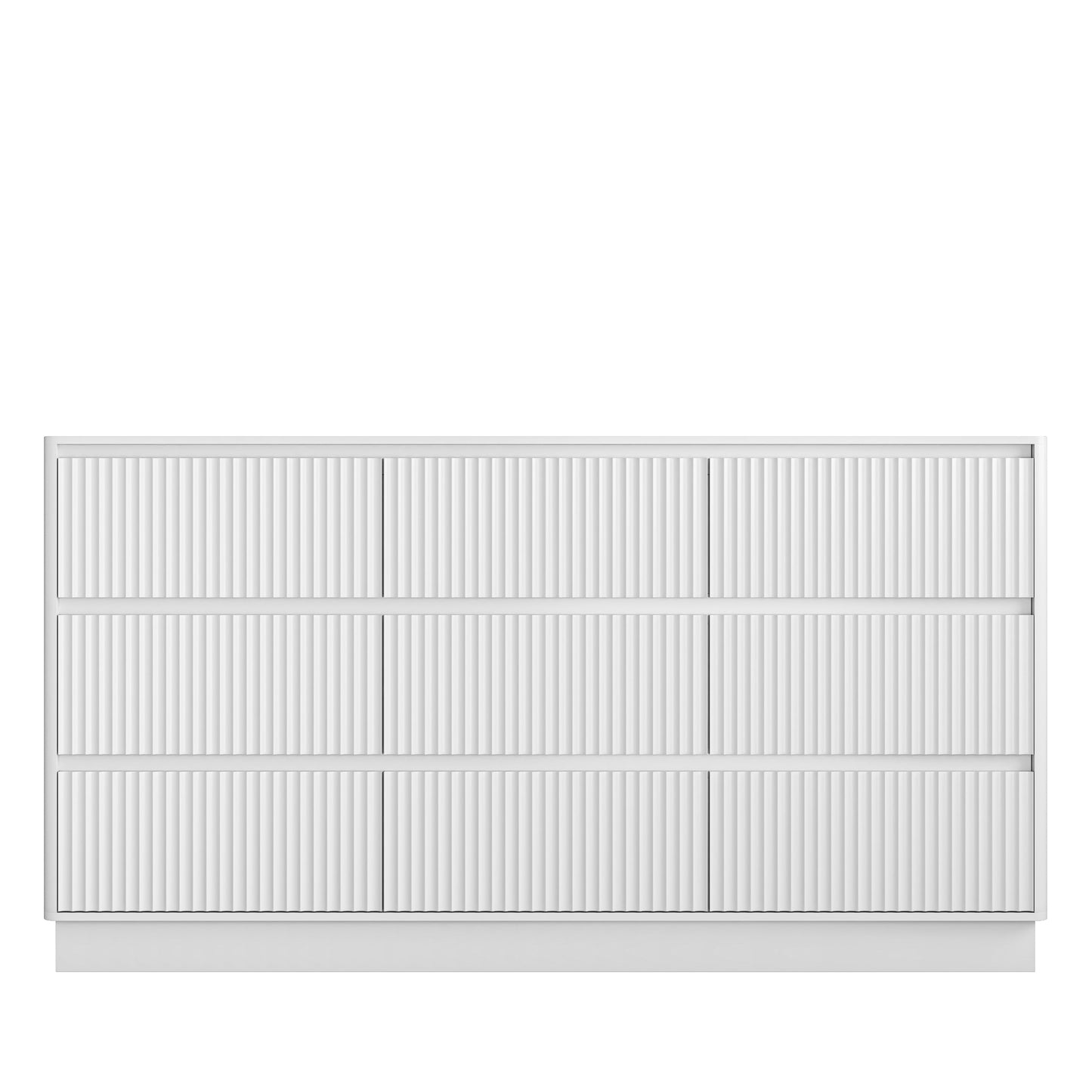 Dresser Mid-Century 9-Drawer White Wave No-Handle 59.1x15.7x31.6 In