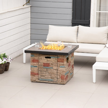 32 Inch Outdoor Propane Gas Fire Pit Table, 50,000 BTU Auto-Ignition Square