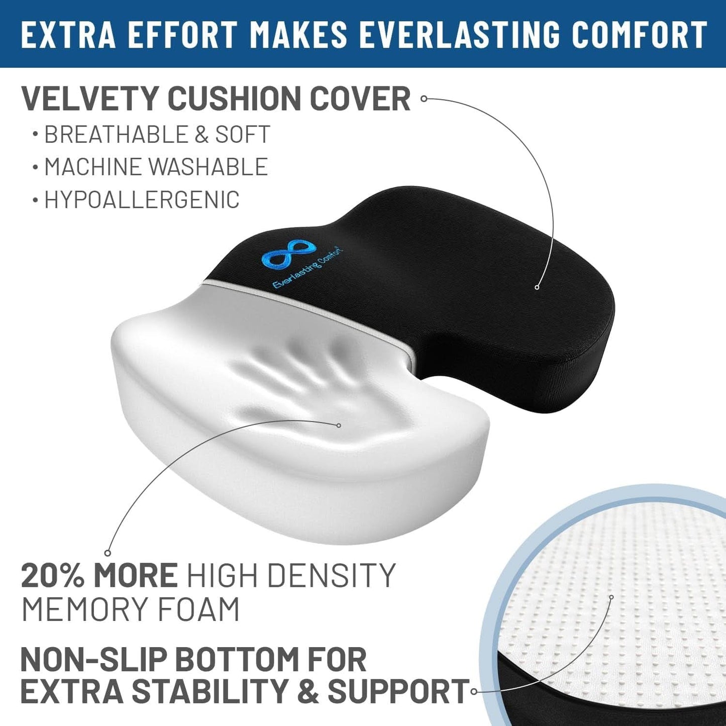 Memory Foam Office Chair Seat Cushion For Tailbone Pain