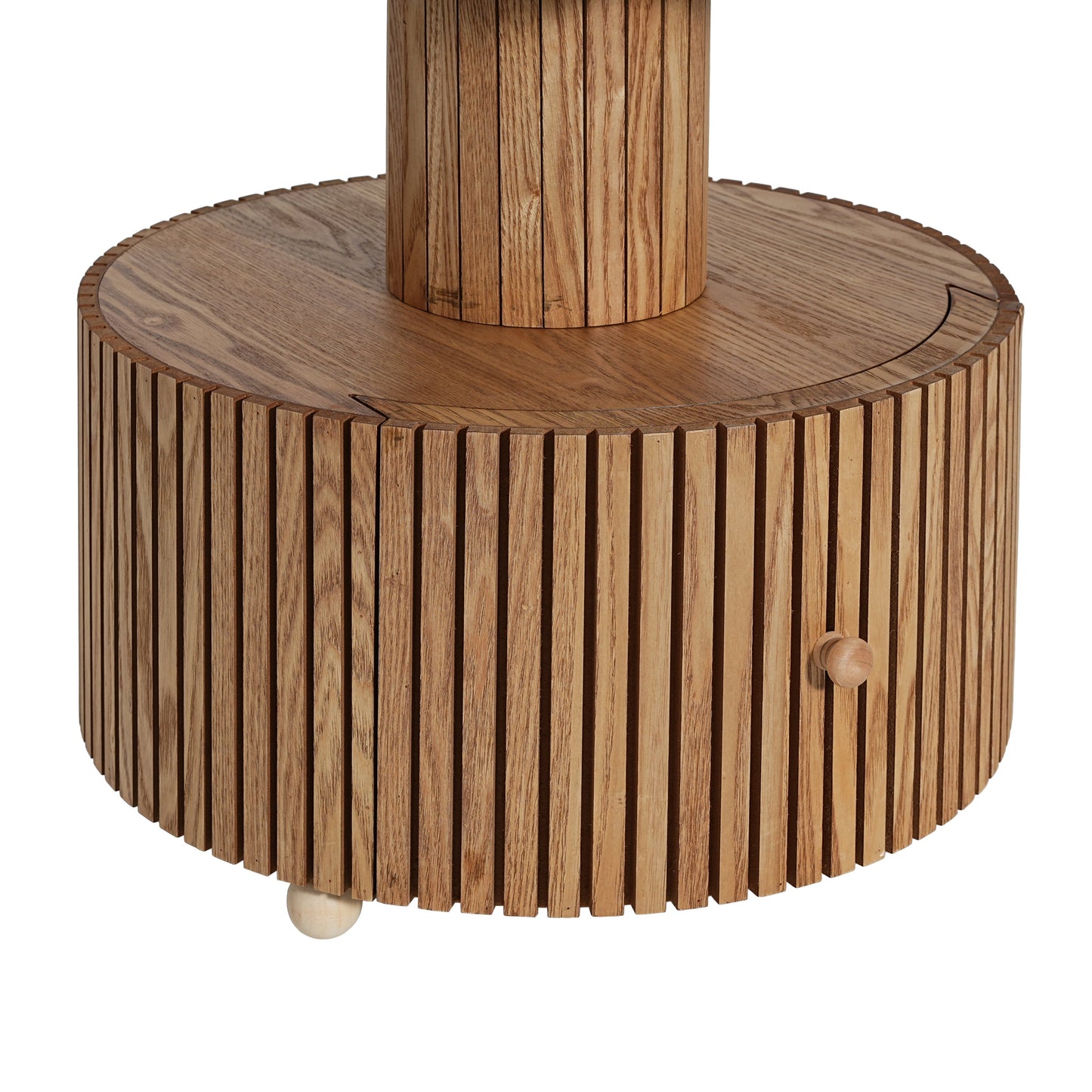Four-Leaf Clover Side Table, Accent Table with Wood-Grain Base, Storage