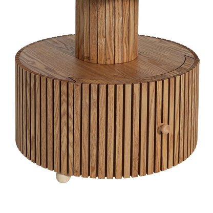 Four-Leaf Clover Side Table, Accent Table with Wood-Grain Base, Storage