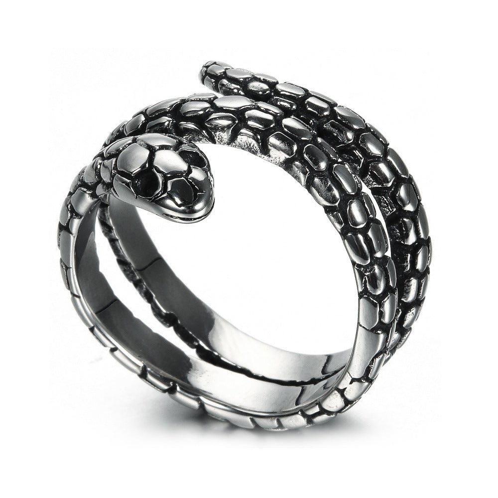 Mens Stainless Steel Animal Snake Ring