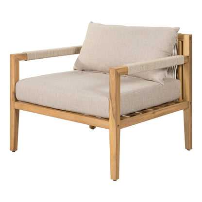 Outdoor Chair Set Acacia Wood Rope Beige Cushion Table