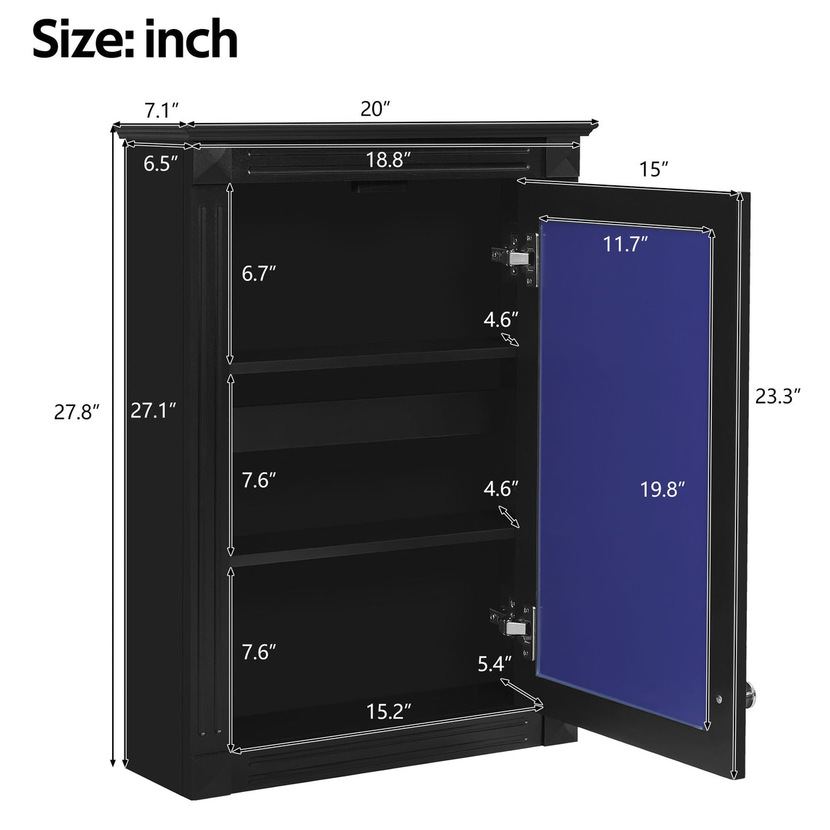 Wall Mounted Bathroom Storage Medicine Cabinet For Over Toilet With Mirror
