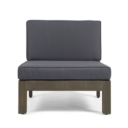 Contemporary 3-Piece Sofa Set with Water Resistant Cushions, Dark Grey, Acacia Wood Frame