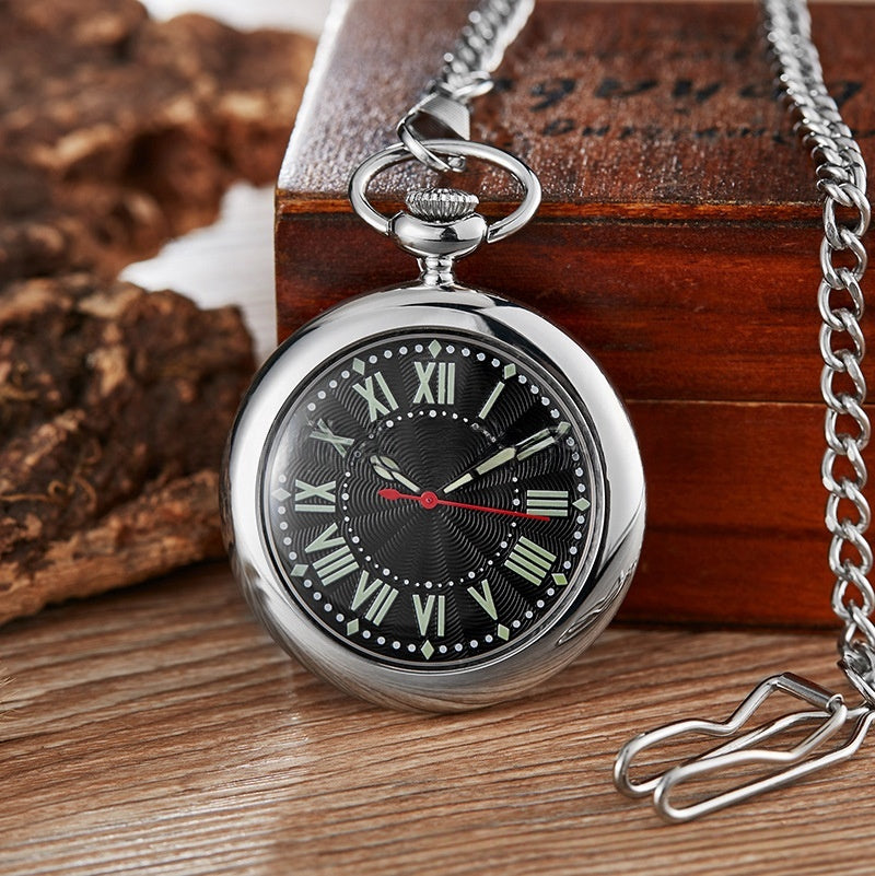 Qing Dynasty Ancient Open-Back Digital Antique-Style Quartz Pocket Watch