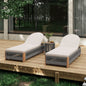 Acacia Wood Chaise Lounge Set 2 Adjustable Rope Teak Beige