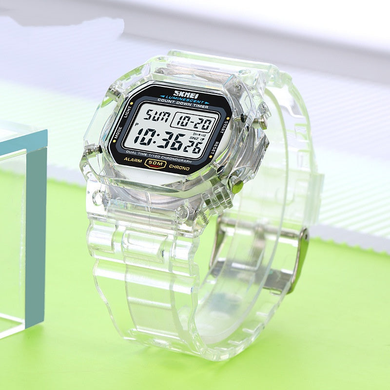 Sports Transparent Strap Multi-function Electronic Watch