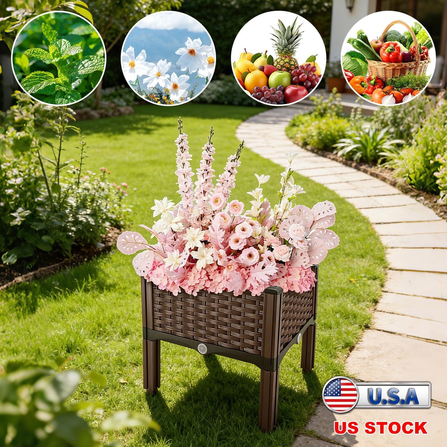 Elevated Raised Garden Bed with Self-Watering System