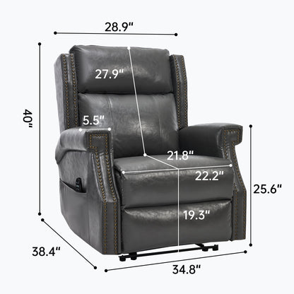 Recliner Chair Manual Faux Leather Gray Heat Massage 155 Degree 8 Nodes