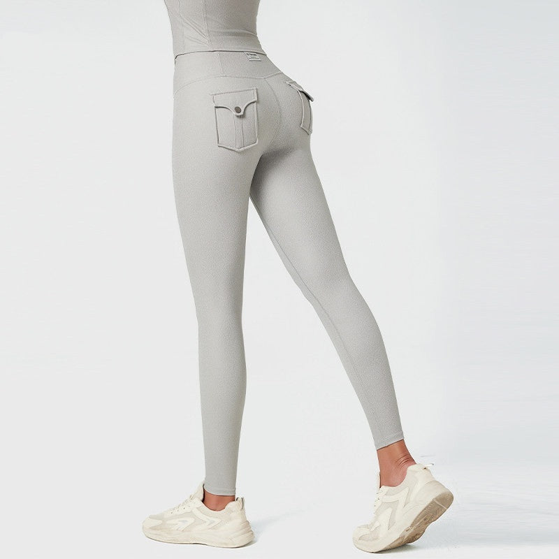 Six-Pack Abs Workout Fitness Cargo Outdoor Running Tights For Women High-Waist Slimming Yoga Pants