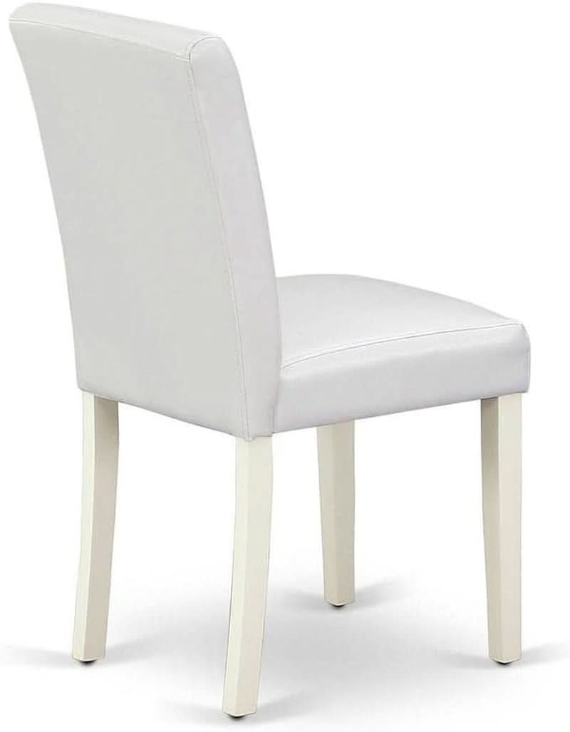 Parson Dining Chairs White Faux Leather Upholstered Pair