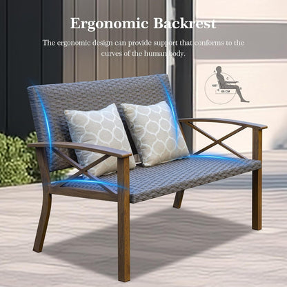 4 Piece Outdoor Conversation Set Aluminum Sofa 2 Chairs Table