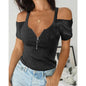 Plus Size Short Sleeve Zipper Short T-Shirt