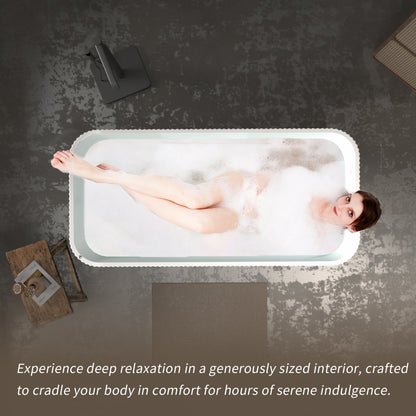 67' Rectangle Acrylic Whirlpool Bathtub Freestanding Soaker Tub Chrome Drain cUPC