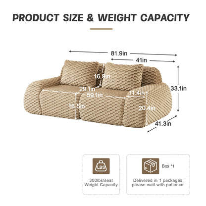 Sectional Sofa Modular Flannelette Camel 2 Seat Curved Footrest