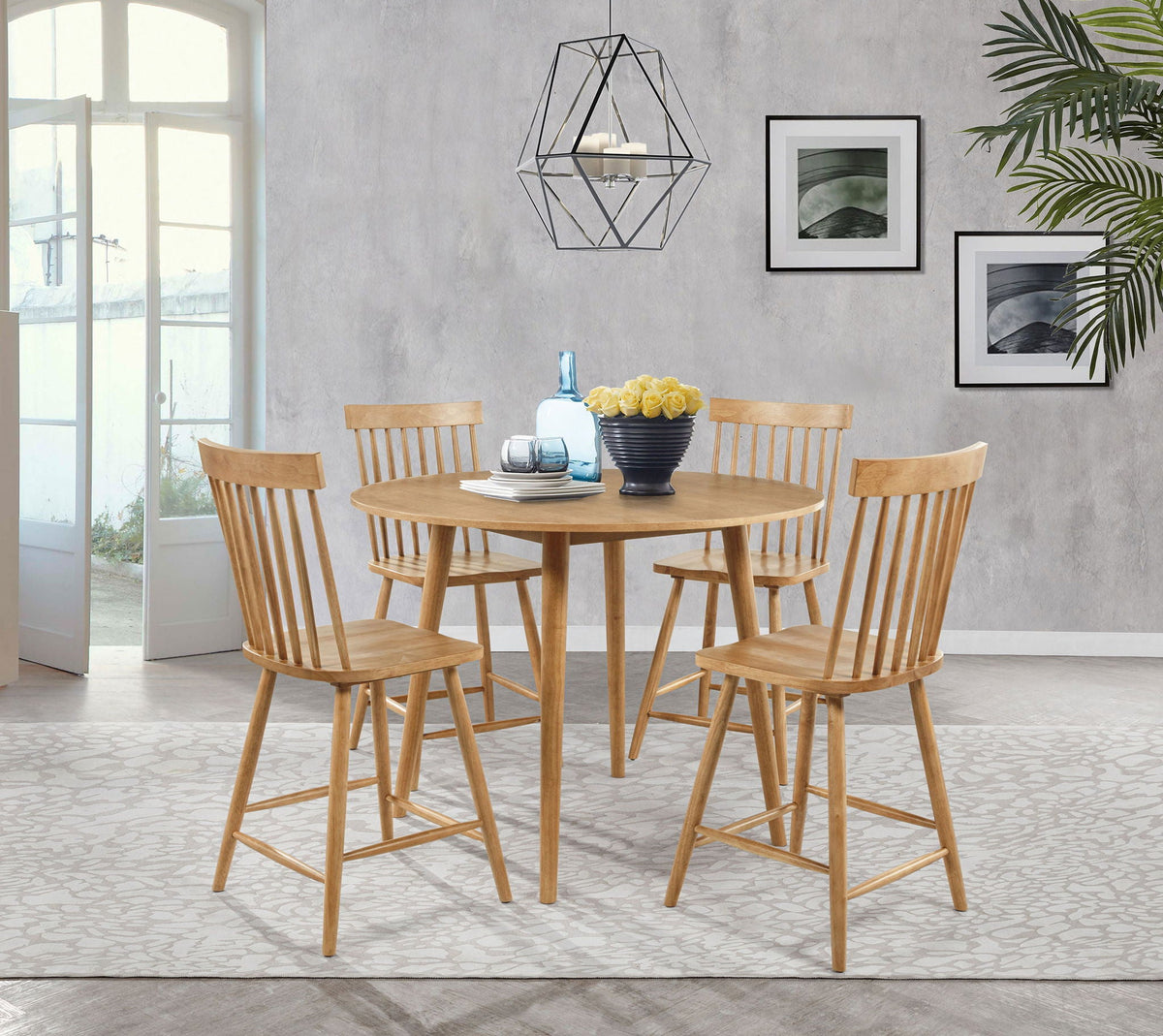 Andrews 5-piece Round Counter Height Dining Set Light Ash