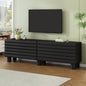 TV Stand Wavy Door Black MDF 4-Cabinet Cylindrical Legs Fits 70 In TV