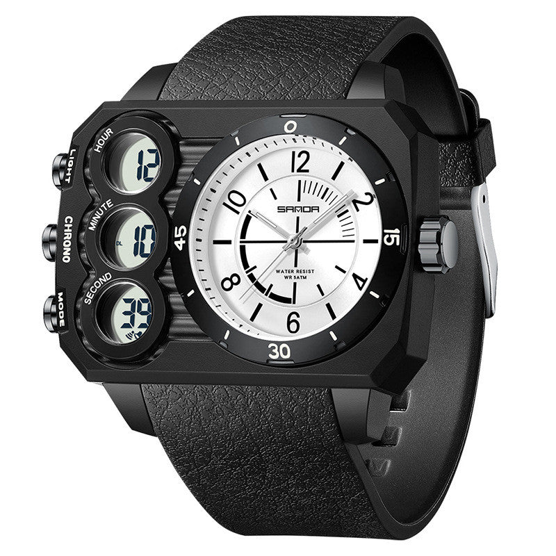 Outdoor Sports Waterproof Watch For Men Rugged Design With A Large Dial And Dual Display