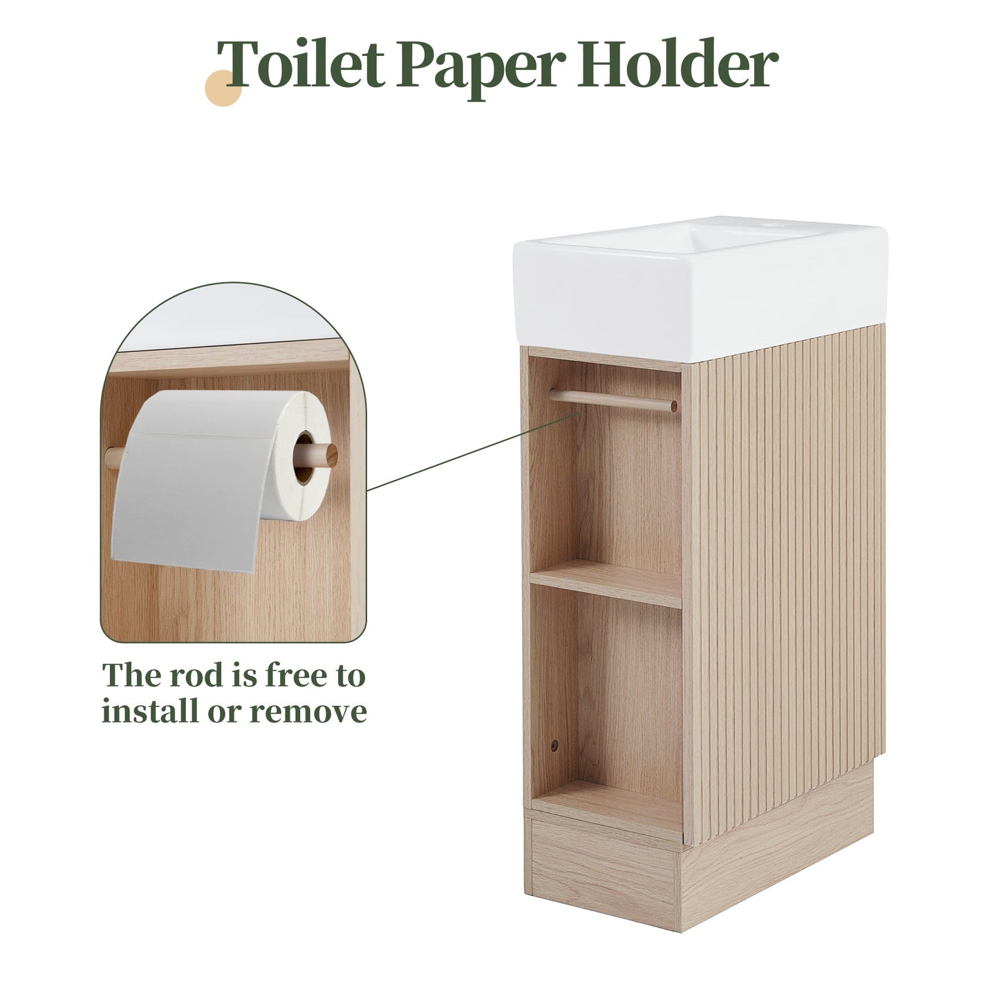 18.6' Bathroom Vanity with Sink, Bathroom Vanity Cabinet with Two-tier Shelf,...