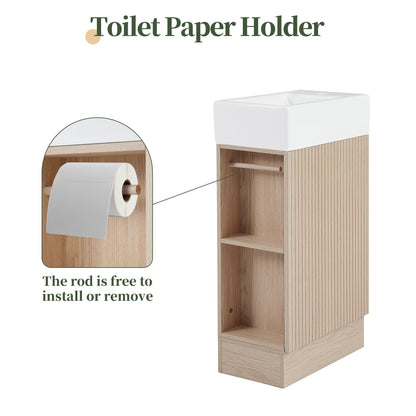 18.6' Bathroom Vanity with Sink, Bathroom Vanity Cabinet with Two-tier Shelf,...