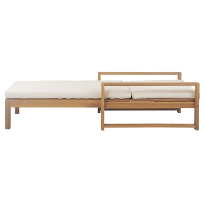 Outdoor Chaise Lounge Acacia Wood Light Teak Beige Cushion 5 Position 2