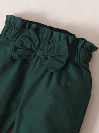 Children's Contrast Ruffled Top and Pants Set