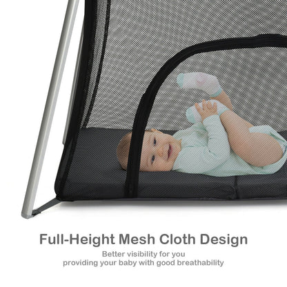 Lightweight Foldable Baby Playpen w/ Carry Bag-Dark Gray