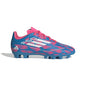 adidas F50 Club Youth Firm Ground Soccer Shoes - Comfortable Fit with Textured Synthetic Upper and Versatile Outsole (Solar Blue/White/Solar Pink US Footwear Size System Little Kid Numeric Medium 2.5)
