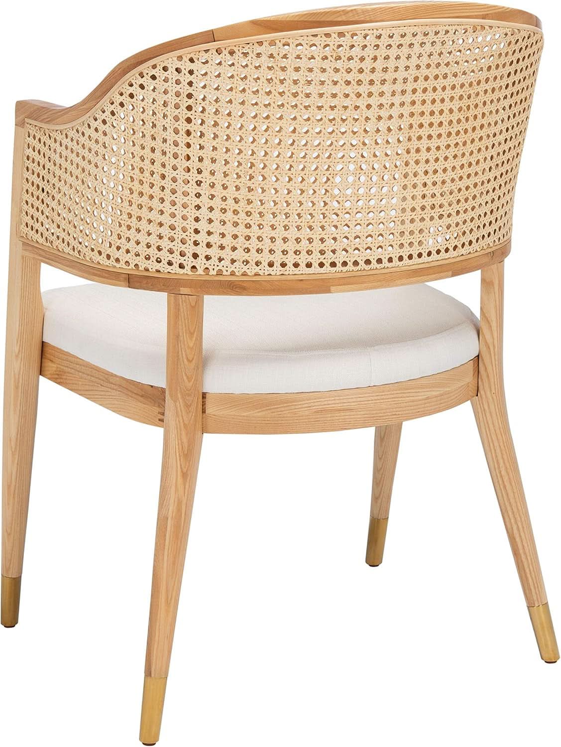 Natural Rattan Accent Chair with Brass Caps Fully Assembled