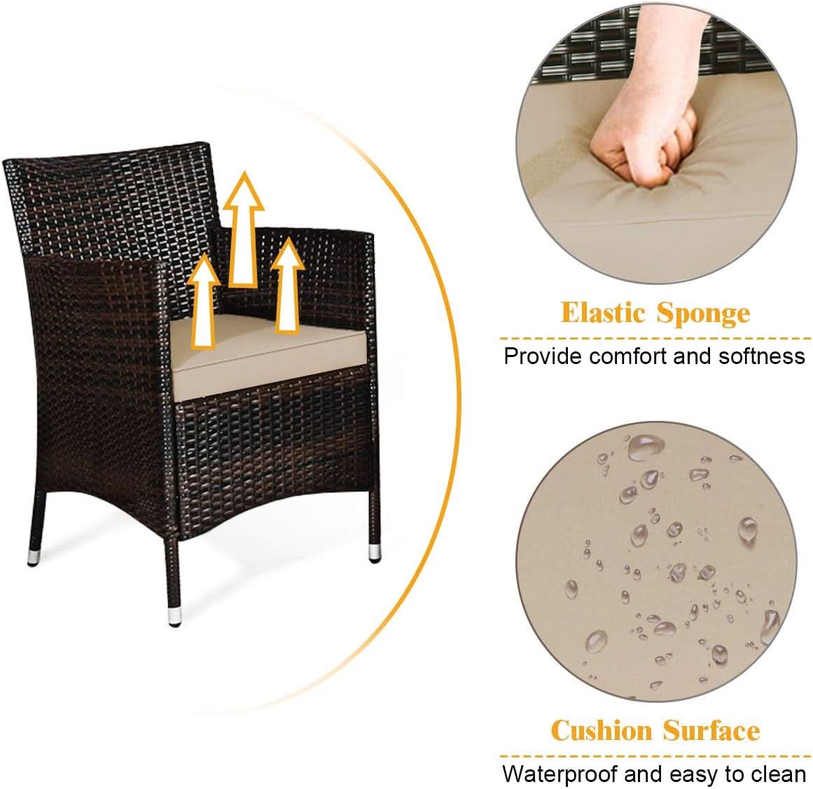 4-Piece Outdoor Rattan Conversation Set with Cushions