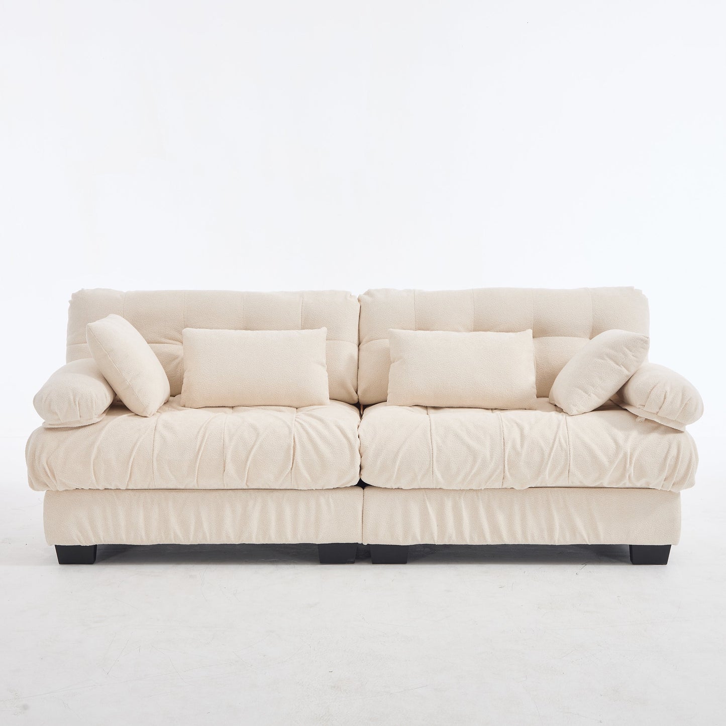 Sectional Sofa Cloud Modular Flannelette Beige 2 Seat 88 In 4 Pillows