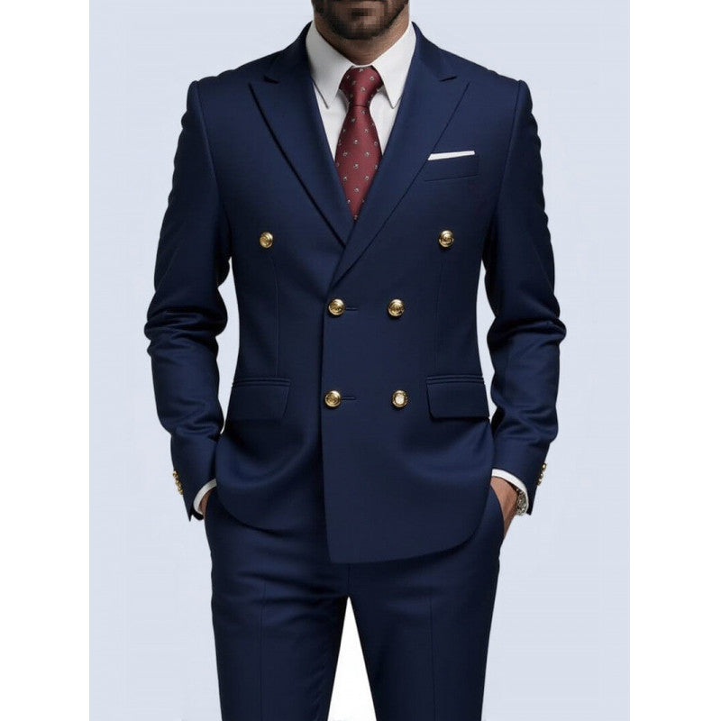 Mens Double-Breasted Fashionable Casual Blazer