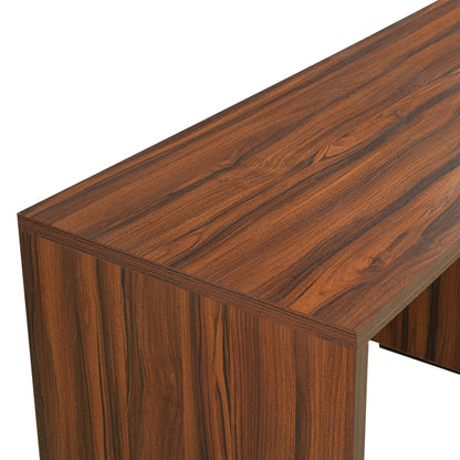 90' Modern L Shaped Desk in Walnut with 3 Drawers,360deg Wood Rotating Desk,Exe...