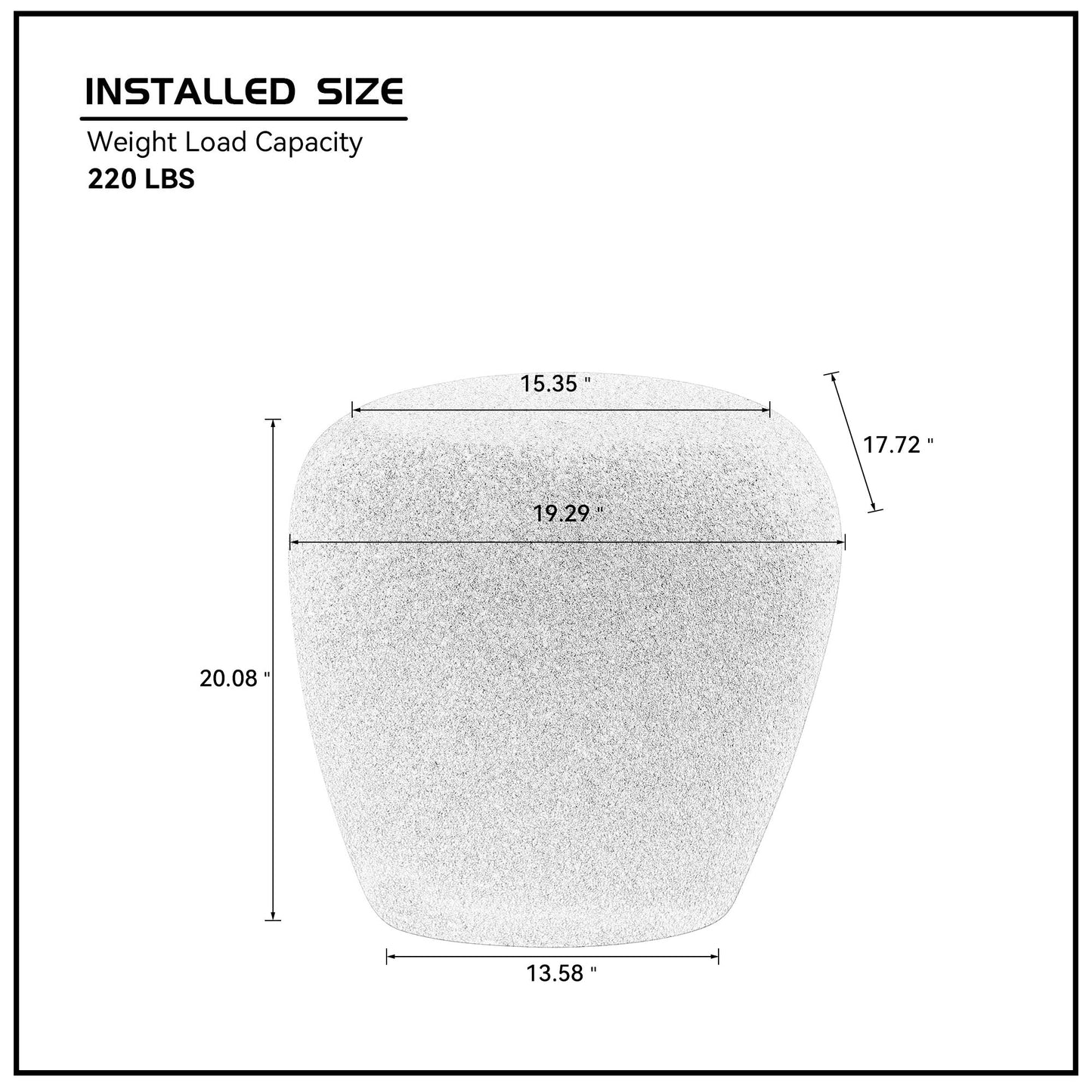 19.29 in Fiberglass Side Table, Scratch-Resistant, Waterproof, Living Room