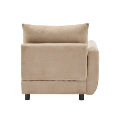Sectional Sofa Modular Velvet Camel 5 Seat 99 In Eucalyptus Frame