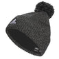 adidas Mens Recon Ballie Beanie Standard fit Cuffed Fleece-Lined Winter Knit hat/Cap with pom Black-Onix Grey/Black/White