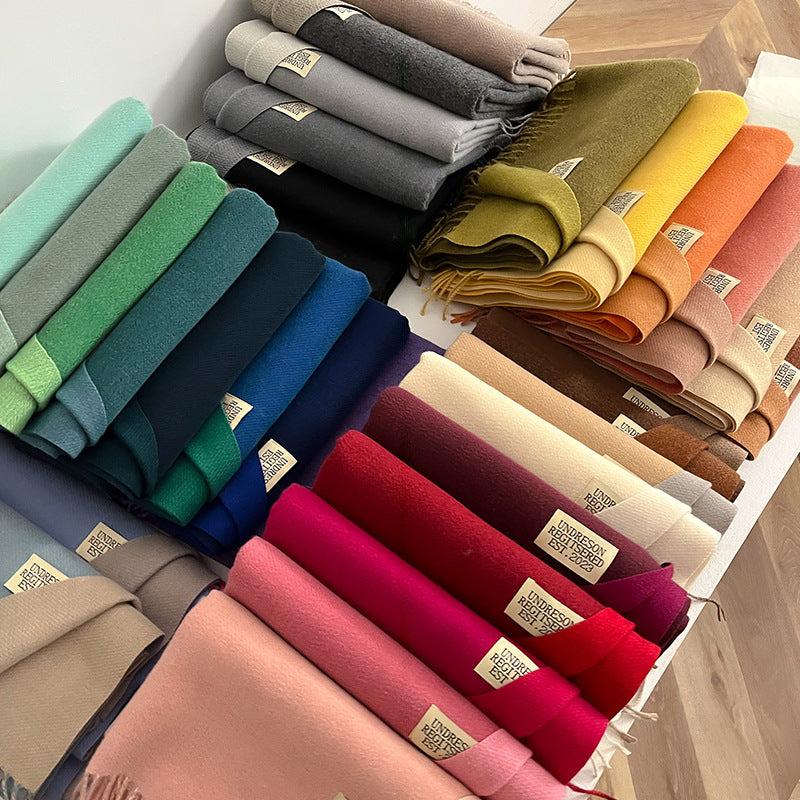 Double-sided Artificial Cashmere Scarf Women's Winter Warm Couple