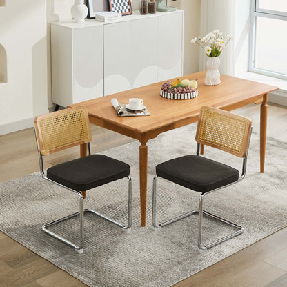 Mid Century Modern Dining Chairs Set of 2, Velvet Accent Chairs with Natural