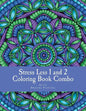 Stress Less 1 and 2 Coloring Book Combo: 60 Intricate detailed full page mandalas to color in for relaxation and stress relief - Paperback