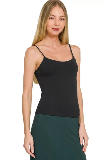 Zenana Double Layered Round Neck Spaghetti Cami