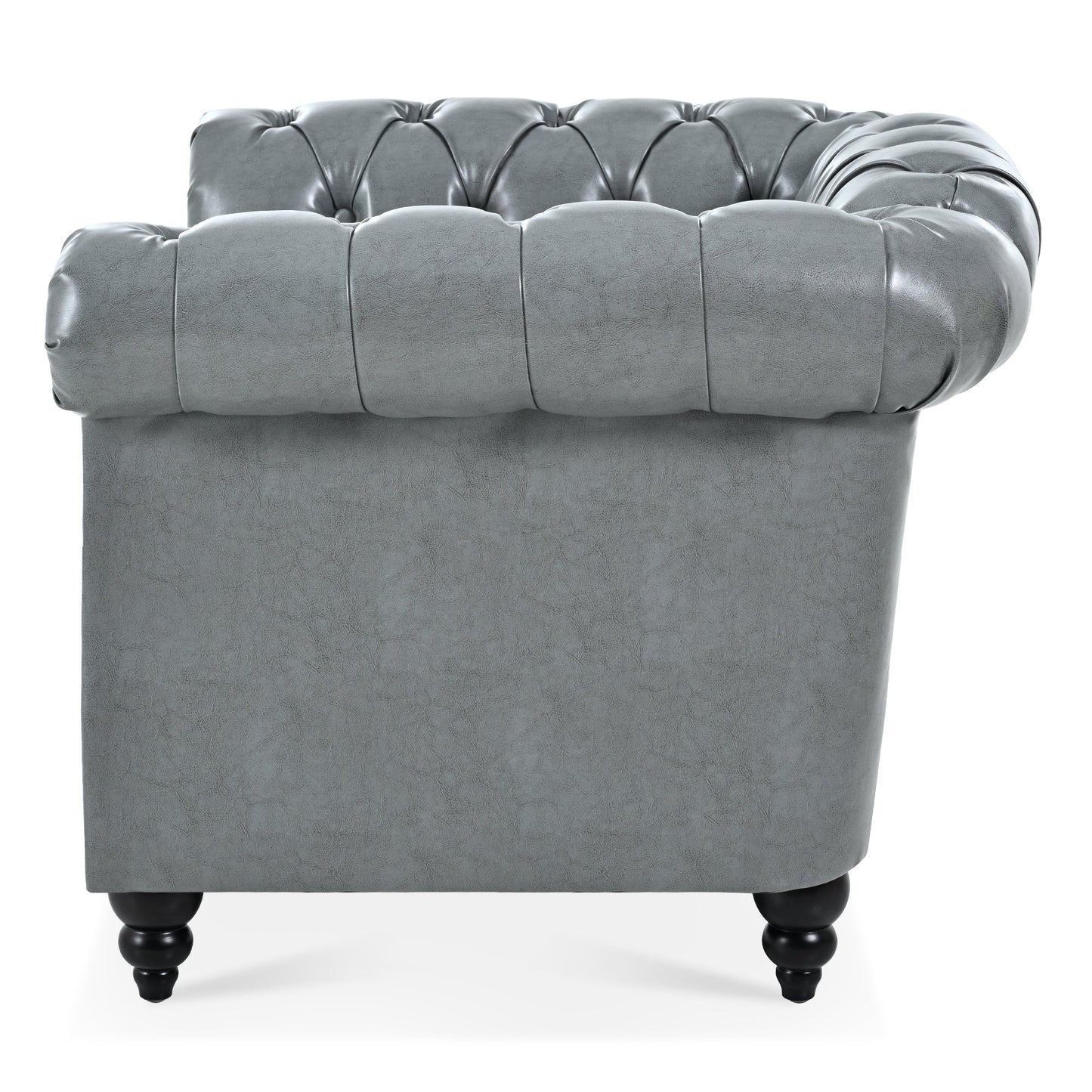 Accent Chair Contemporary PU Leather Gray Birch Legs 39x32x28 In 220 LB