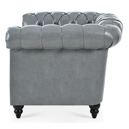 Accent Chair Contemporary PU Leather Gray Birch Legs 39x32x28 In 220 LB