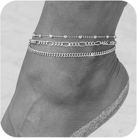 Retro Metal Versatile 3-piece Ankle Chain Set
