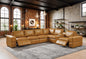 Sectional Sofa Modular Leather Match Ginger 6 Seat Reclining 131 In