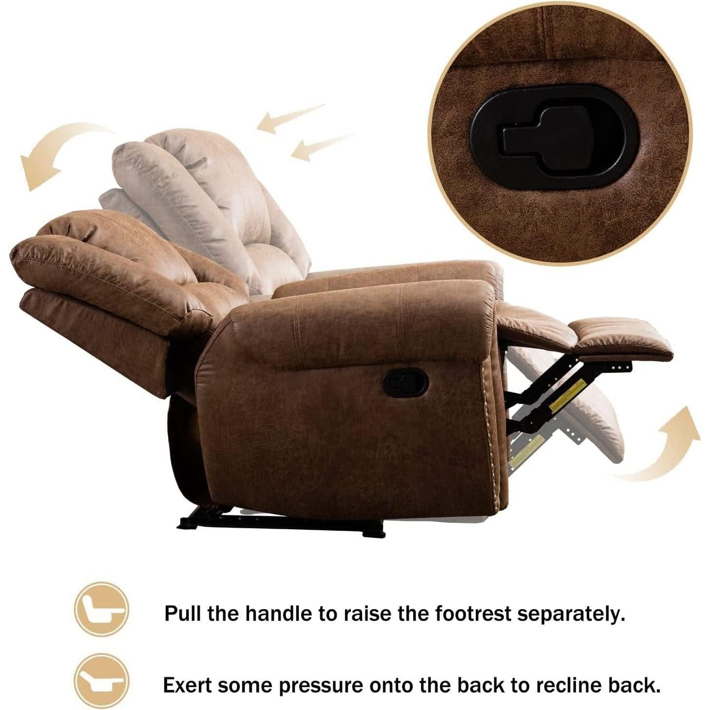 Classic Leather Arm Recliner Chair With Wooden Frame